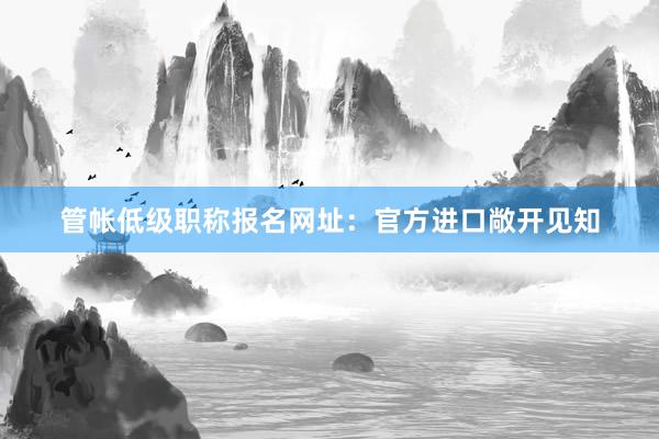 管帐低级职称报名网址：官方进口敞开见知